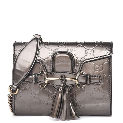 Gucci Shine Guccissima Mini Emily Chain Shoulder Bag Sasso 1 of 15