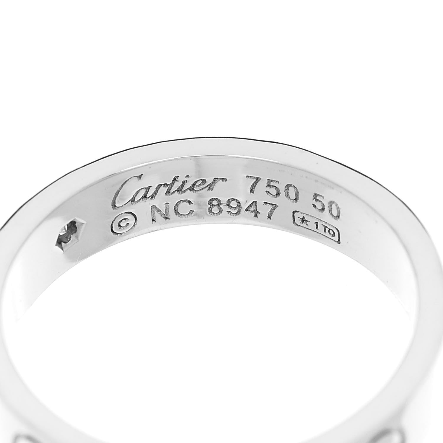 Cartier 18K White Gold Diamond 4mm LOVE Wedding Band Ring 50 5.25 4 of 4