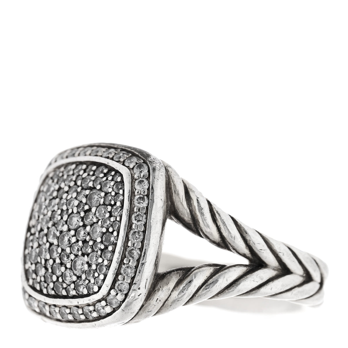 Sterling Silver Diamond 11mm Albion Pave Ring 52 6