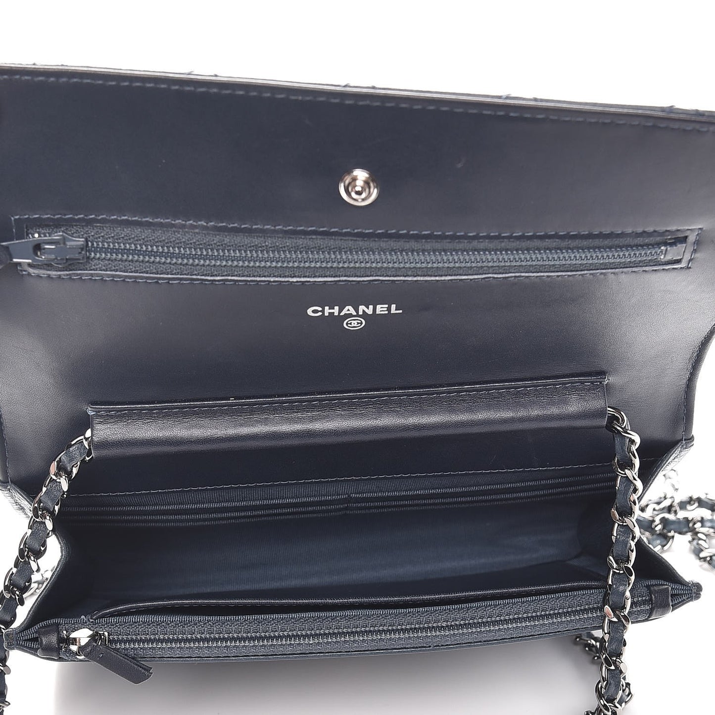 Aged Lambskin Quilted Reissue Wallet On Chain WOC Dark Blue