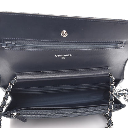Chanel Aged Lambskin Quilted Reissue Wallet On Chain WOC Dark Blue 5 of 10