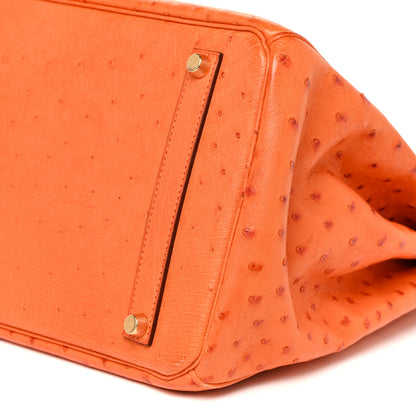 Hermes Ostrich Birkin 35 Orange 9 of 35