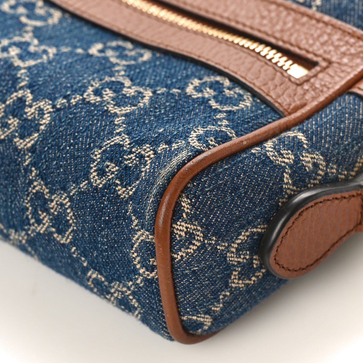 Gucci New Denim GG Monogram Dollar Calfskin Mini Ophidia Shoulder Bag Blue Tea Cuir Epilog 9 of 10