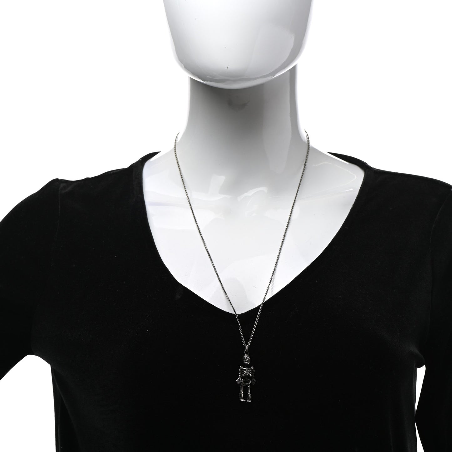 Brass Skeleton Chain Necklace Silver