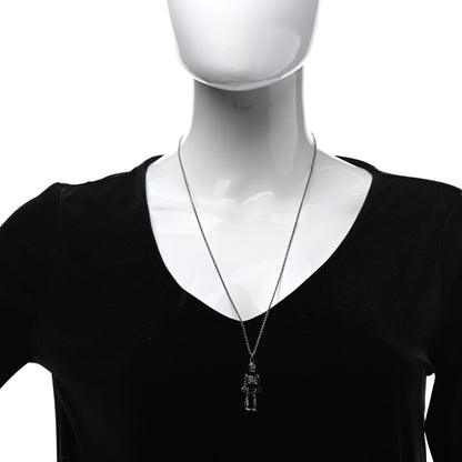 Saint Laurent Brass Skeleton Chain Necklace Silver 2 of 6