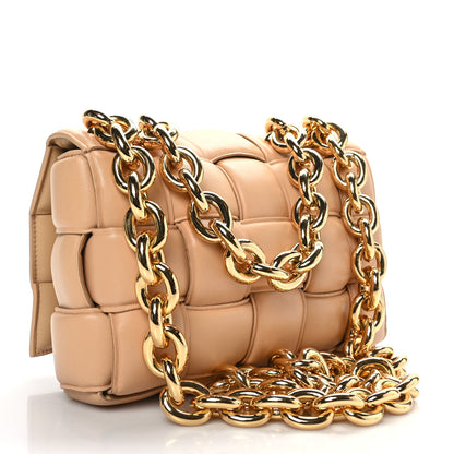 Bottega Veneta Lambskin Maxi Intreccio Padded Chain Cassette Crossbody Bag Almond 3 of 8