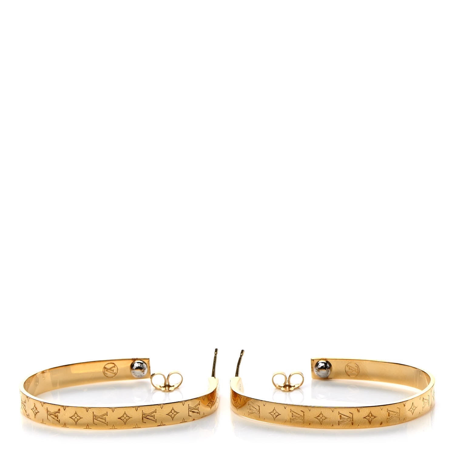 Louis Vuitton Metal Nanogram Hoop Earrings Gold 3 of 5
