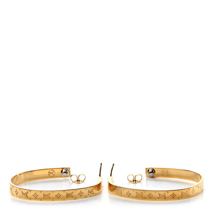 Louis Vuitton Metal Nanogram Hoop Earrings Gold 3 of 5