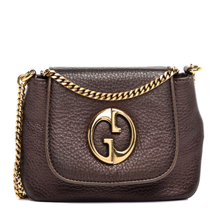 Gucci Metallic Pebbled Calfskin Small 1973 Chain Shoulder Bag Winter Leaf 1 of 10