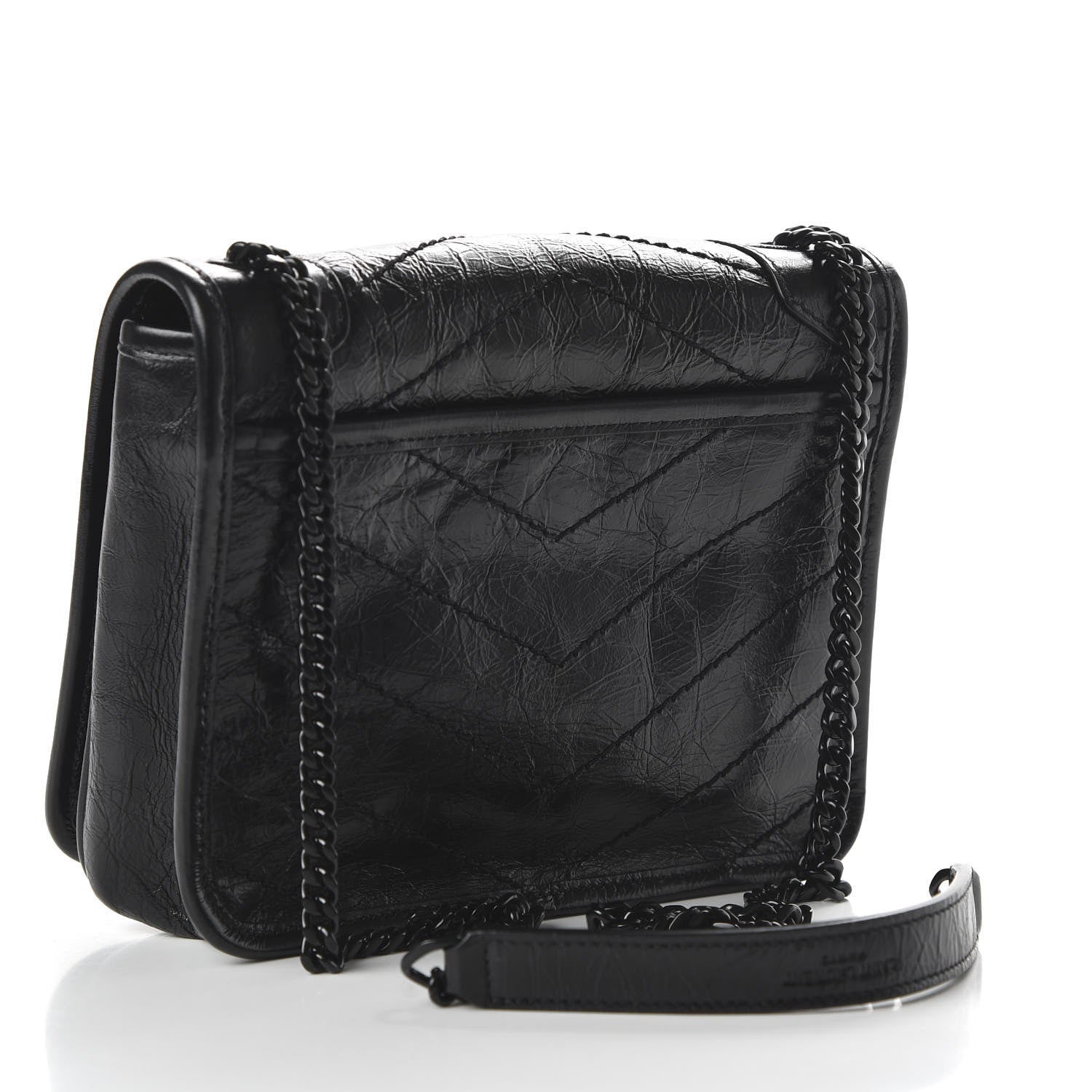 Saint Laurent Crinkled Calfskin Matelasse Monogram Niki Chain Wallet Black 3 of 9