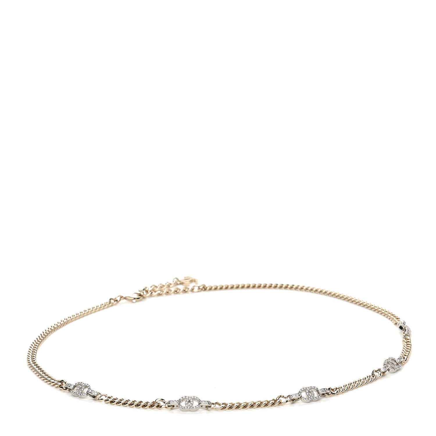Chanel Crystal CC Chain Links Belt 80 Gold Silver 1 of 3