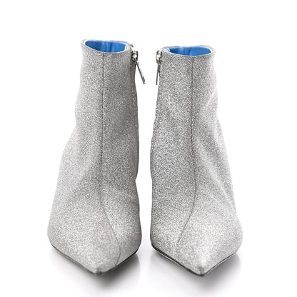 Balenciaga Calfskin Glitter Short 40mm Extreme Pointed Toe Knife Booties 36 silver 2 of 9