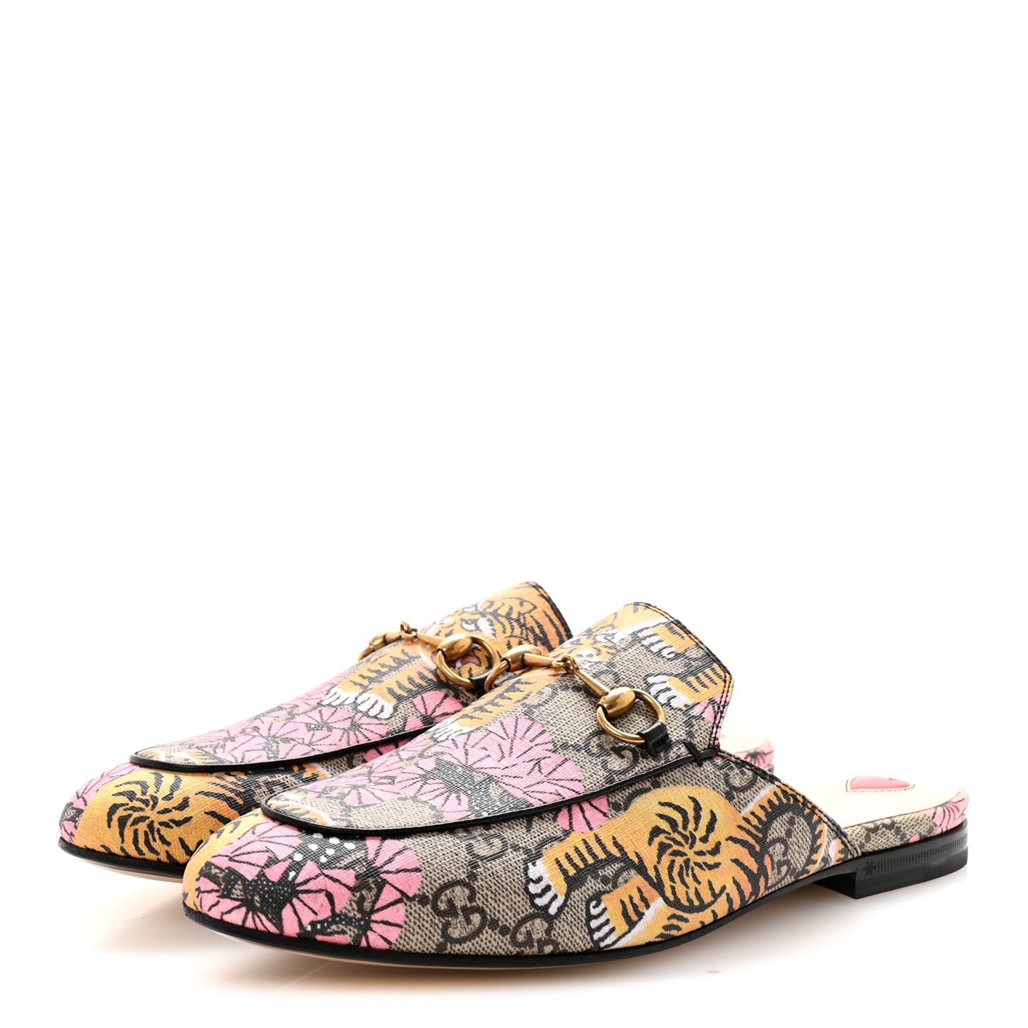 Canvas Flora Womens Princetown Slippers 36.5 White Multicolor 38 Beige