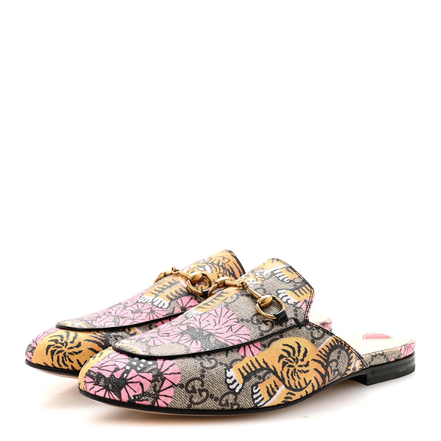 Gucci Canvas Flora Womens Princetown Slippers 36.5 White Multicolor 38 Beige 4 of 10