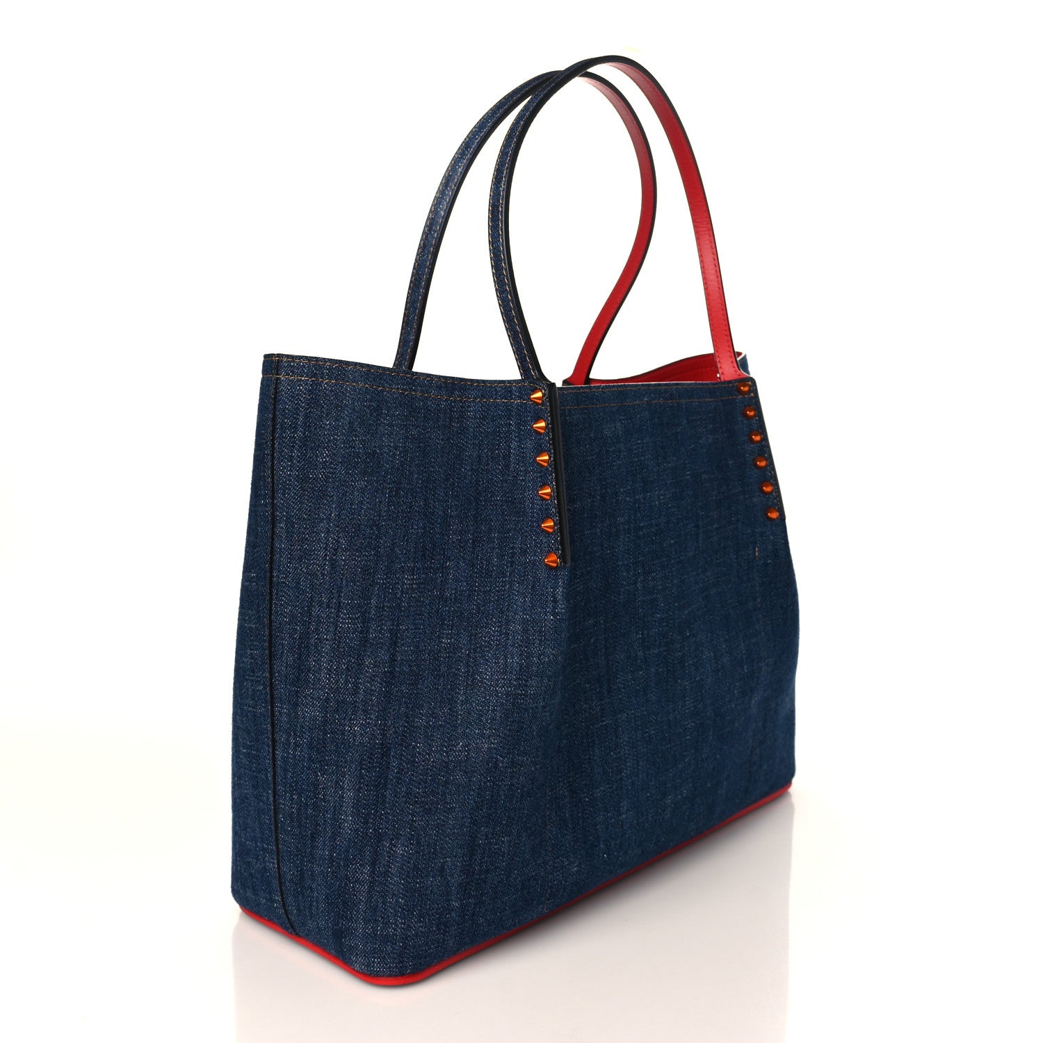 Christian Louboutin Denim Spiked Small Cabarock Shopper Tote 2 of 7