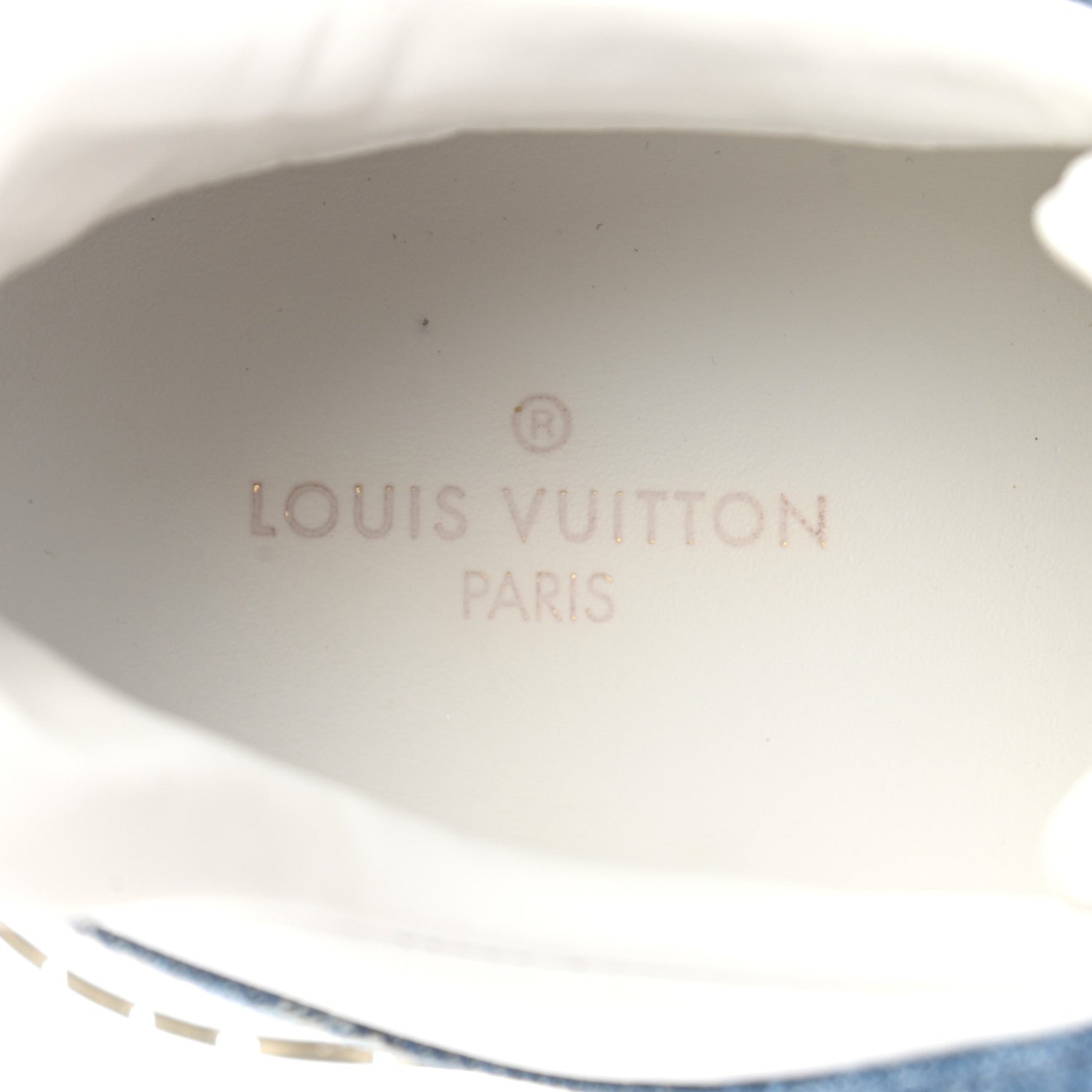 Louis Vuitton Calfskin Monogram Denim Run Away Sneakers 40 White 8 of 10