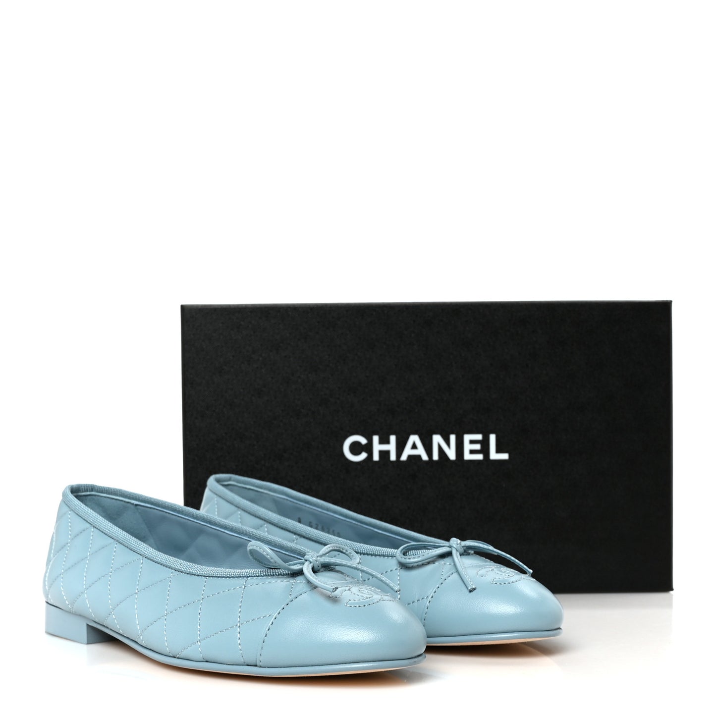 Lambskin Quilted CC Cap Toe Ballerina Flats 37.5 Blue