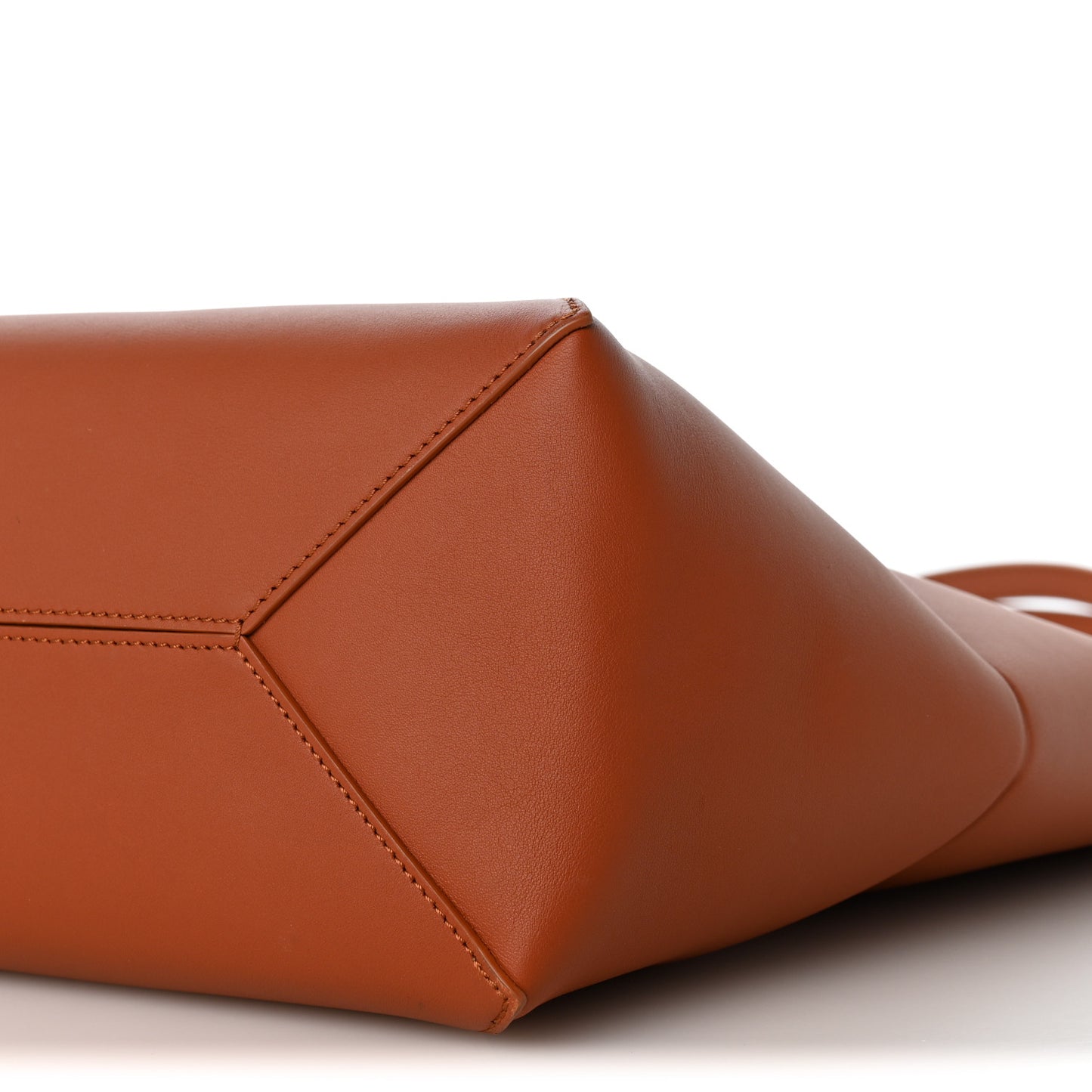 x Albers Calfskin Medium Puzzle Fold Tote Caramel Bright Green