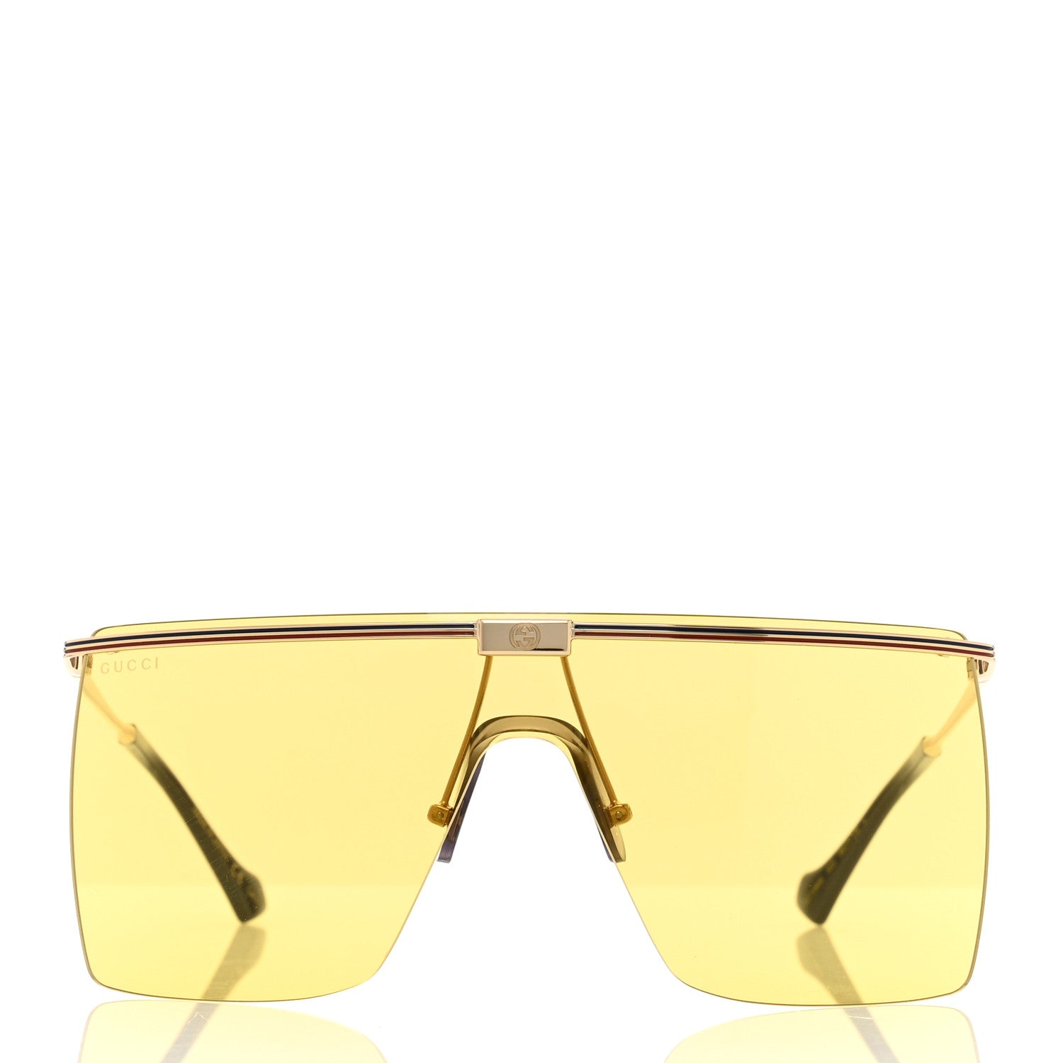 Gucci Metal Rimless Shield Sunglasses GG1096S Gold 2 of 8
