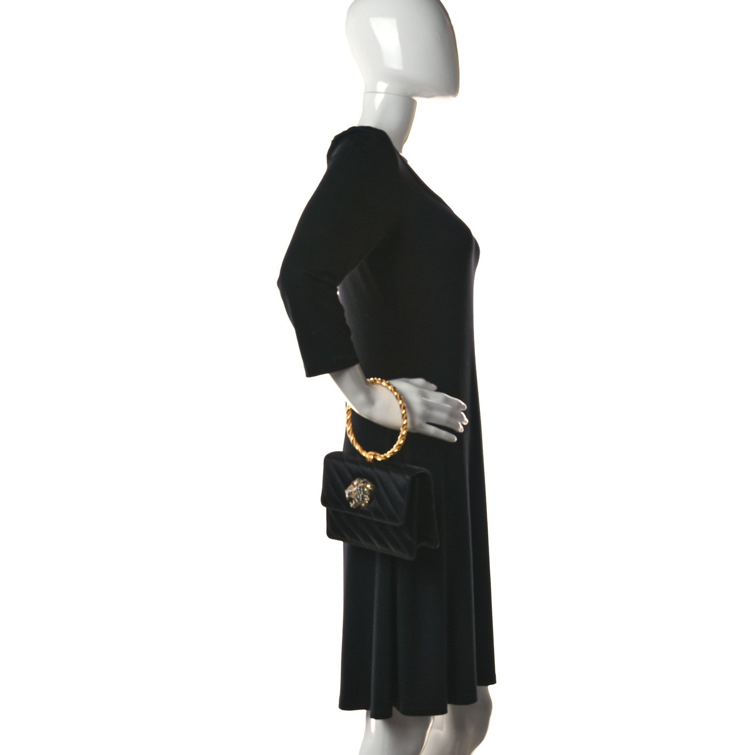 Gucci Satin Quilted Rajah Broadway Ring Top Handle Bag Black 2 of 12