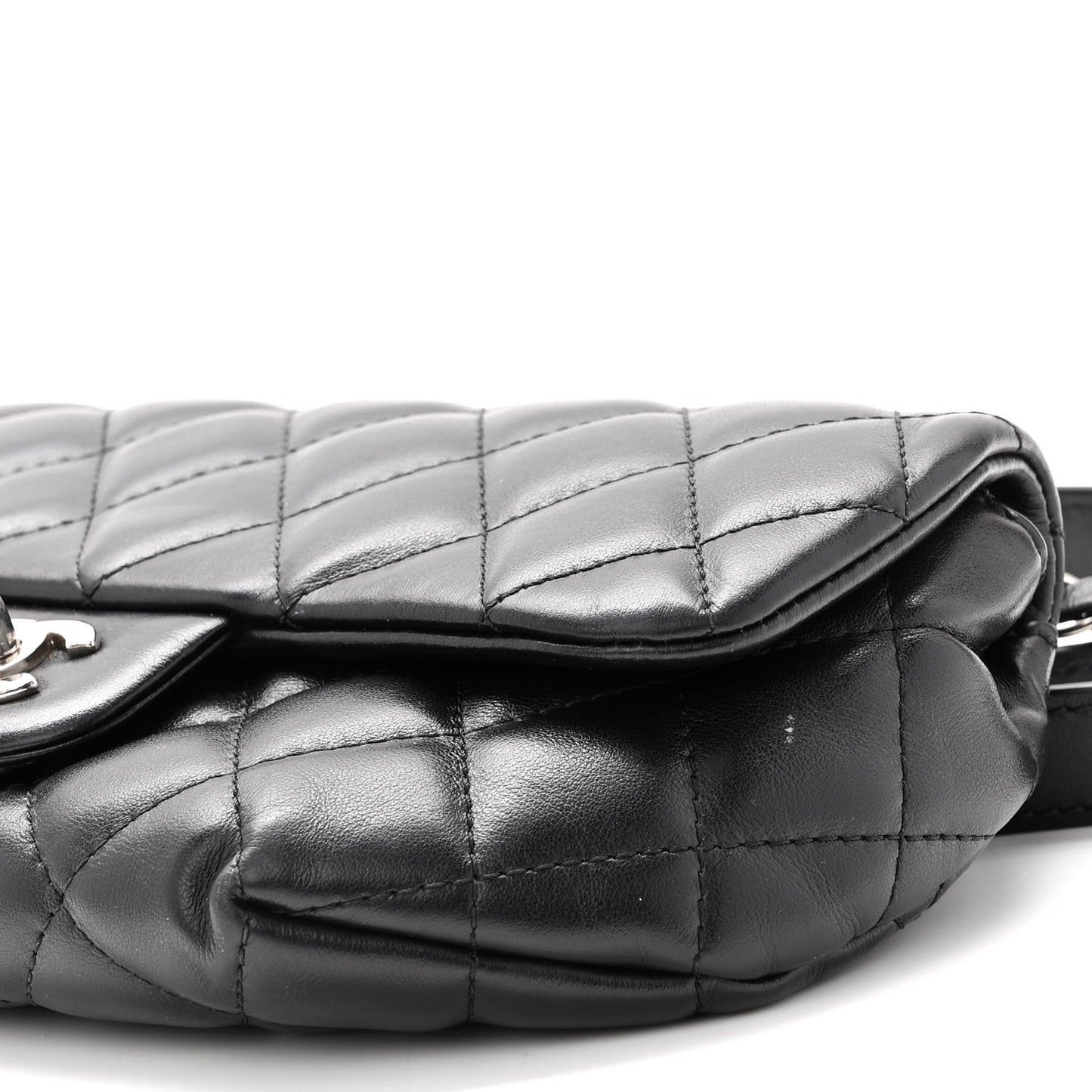 Calfskin Quilted CC Uniform Flap Belt Bag Black