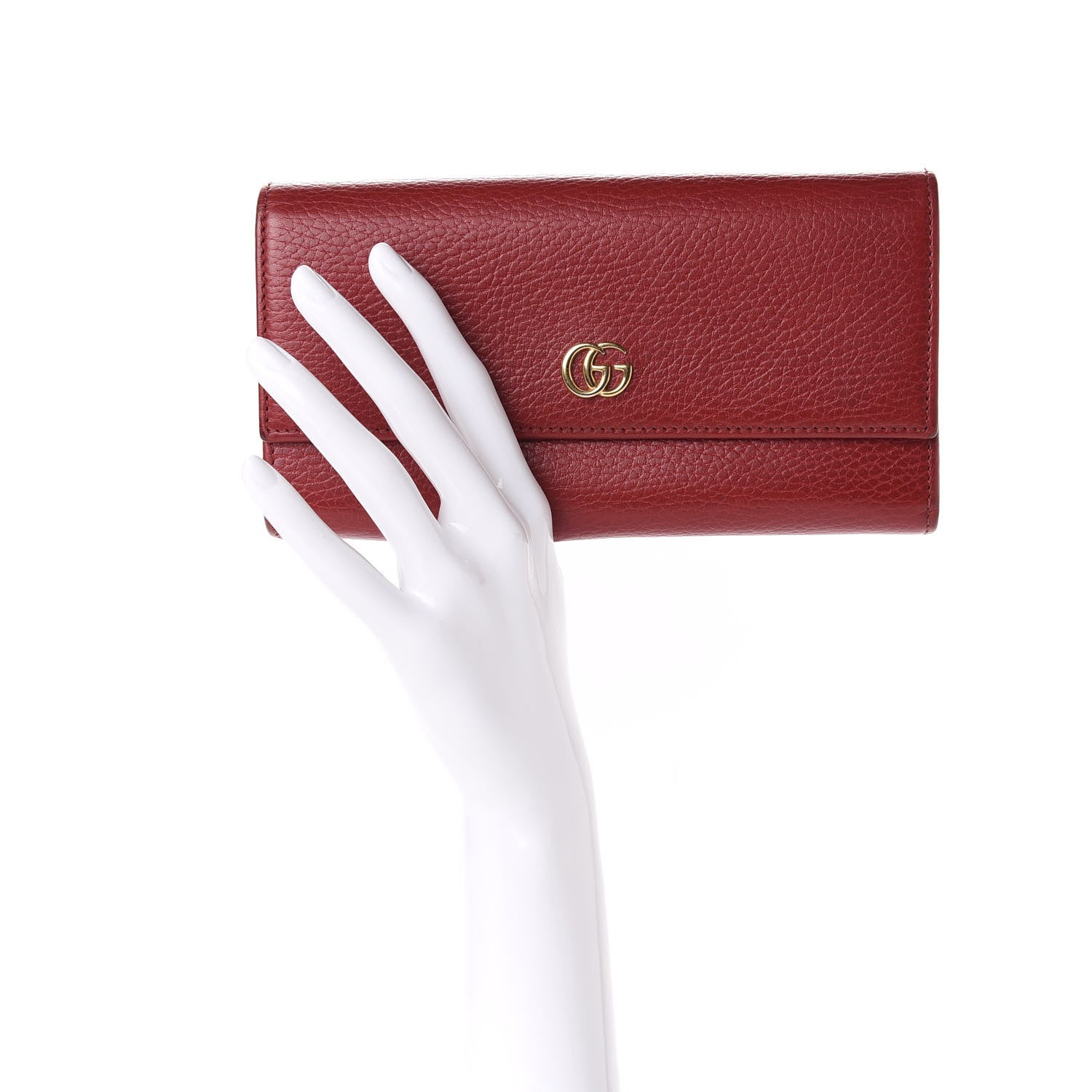 Gucci Dollar Calfskin GG Marmont Continental Wallet Hibiscus Red 2 of 6