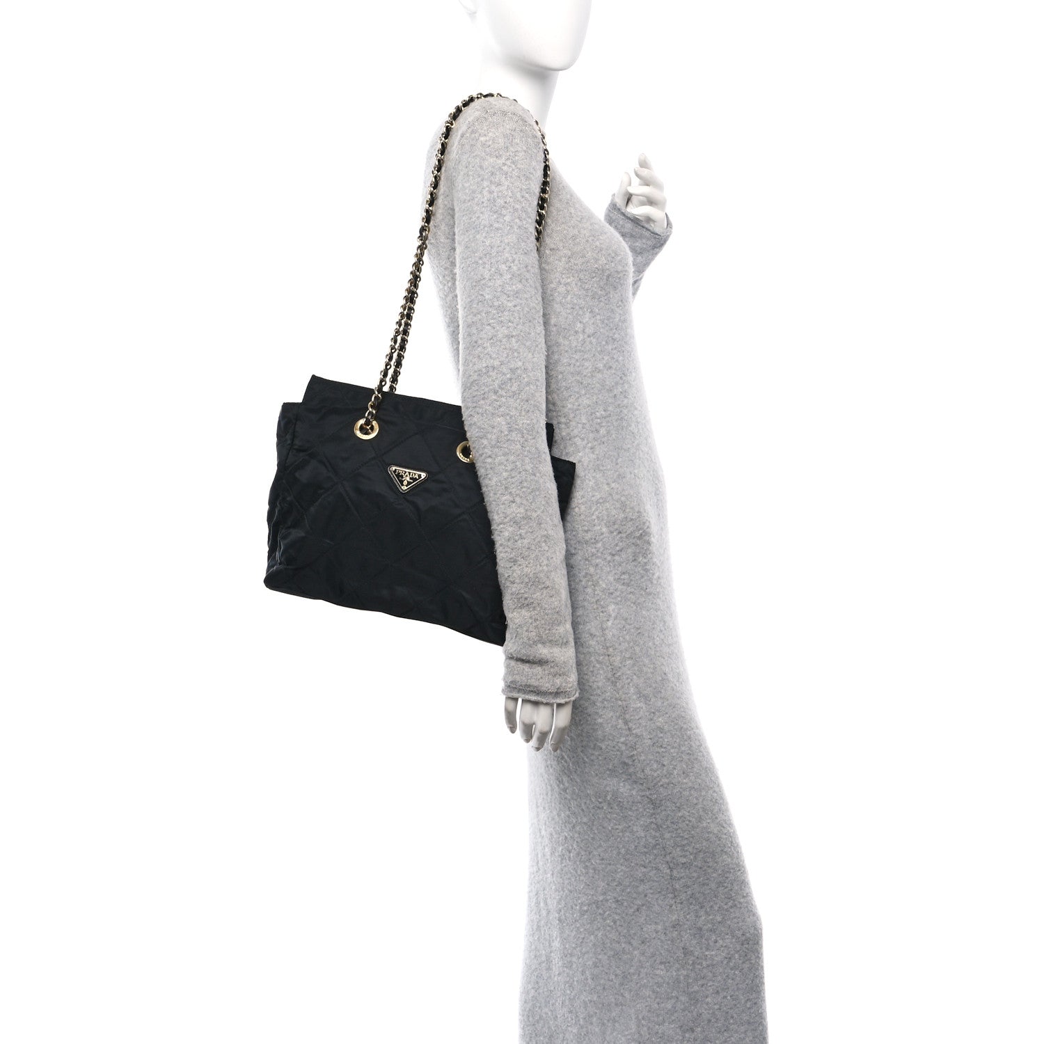 Prada Nylon Tessuto Quilted Shoulder Bag Black 2 of 9