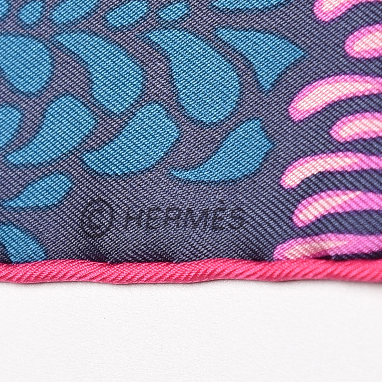 Hermes Silk Mountain Zebra Scarf 90 Turquoise Fuchsia Cobalt 5 of 5