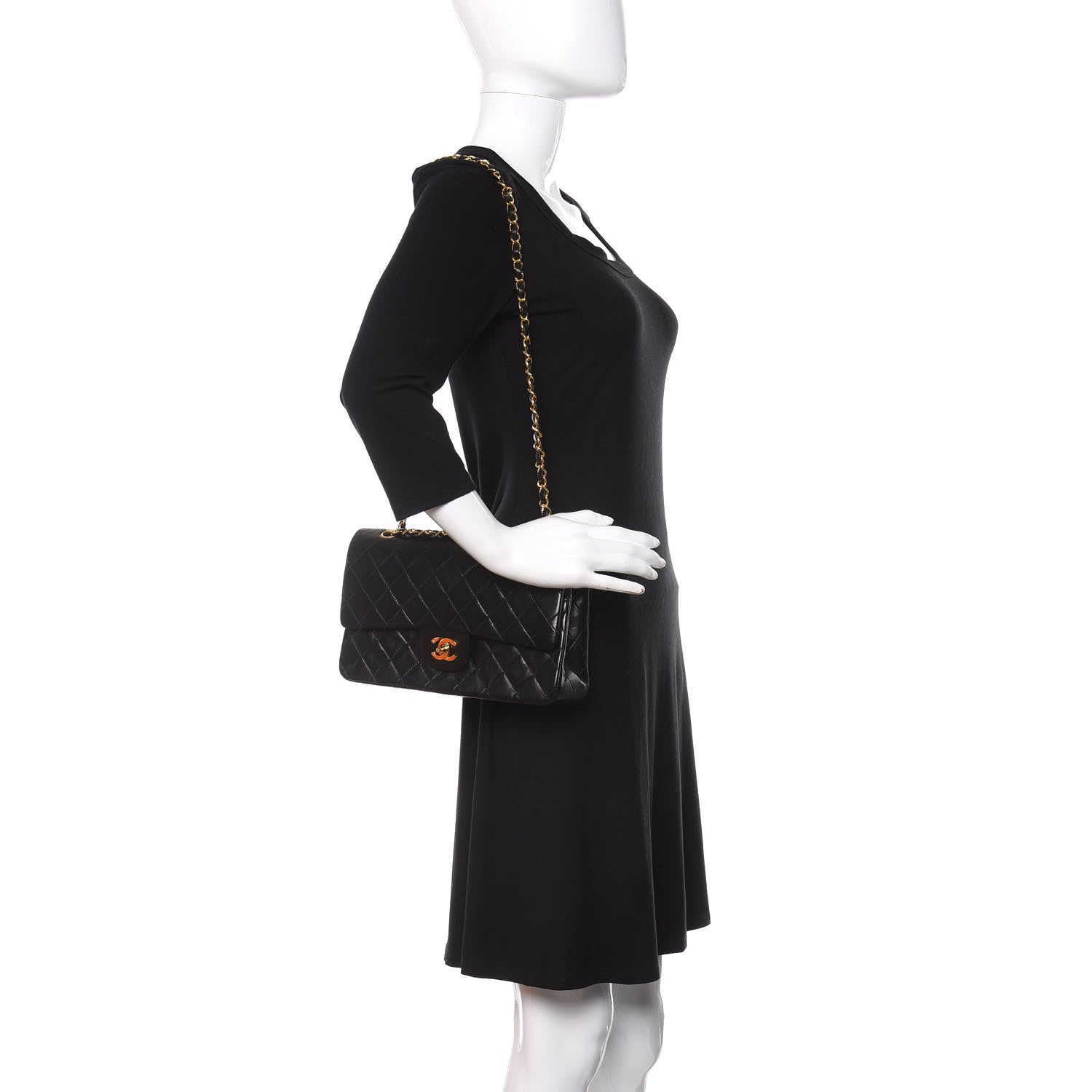 Chanel Lambskin Quilted Medium Double Flap Black 3 of 14