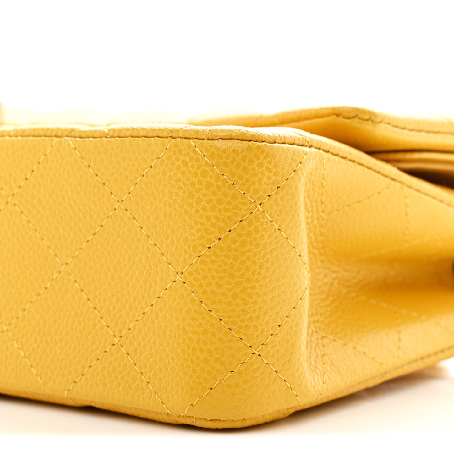 Caviar Quilted Medium Double Flap Yellow