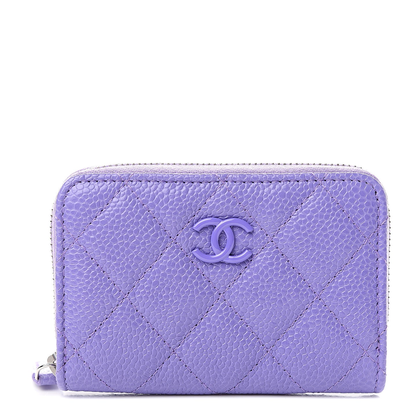 Caviar Quilted Incognito Zip Coin Purse Purple