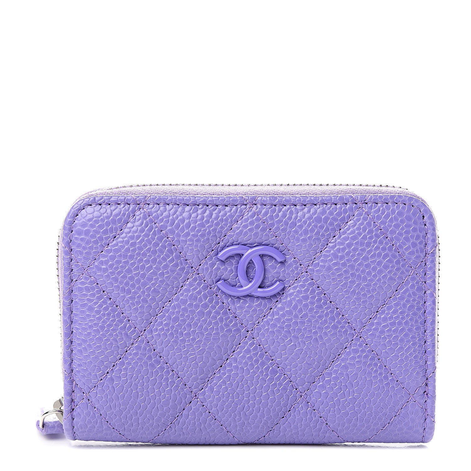 Chanel Caviar Quilted Incognito Zip Coin Purse Purple 1 of 7