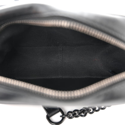 Gucci Calfskin Matelasse Monochrome Mini GG Marmont Chain Shoulder Bag Black 5 of 11
