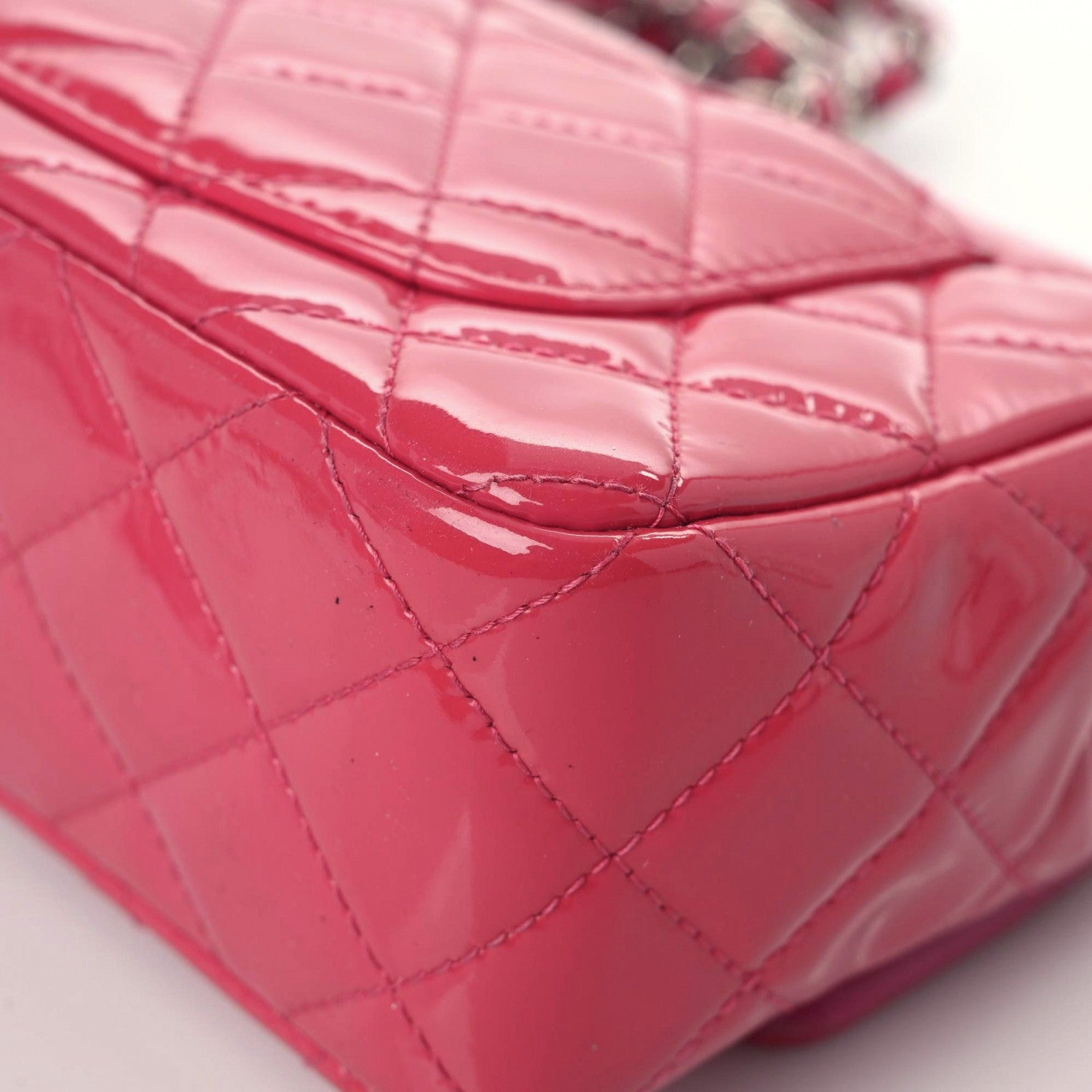 Chanel Patent Calfskin Quilted Mini Rectangular Flap Pink 10 of 16