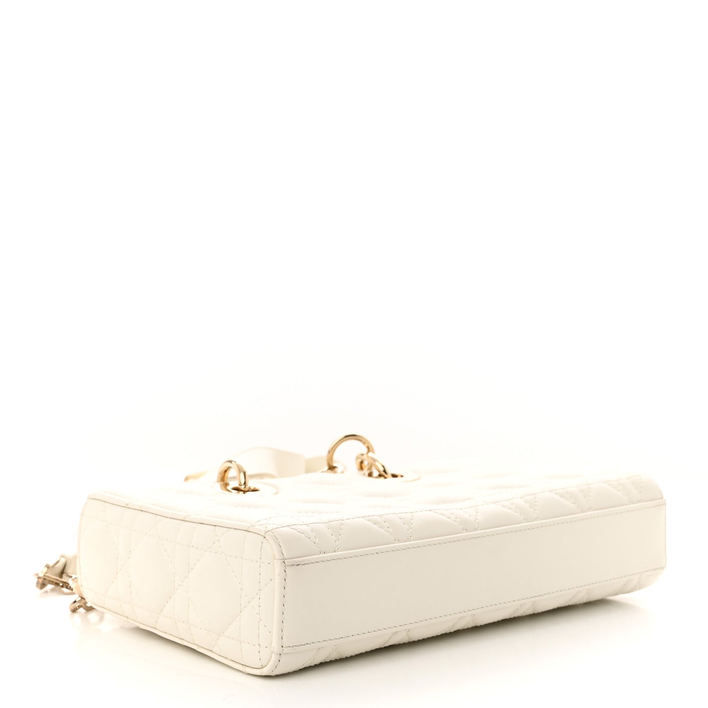 Lambskin Cannage Medium Lady D-Joy White