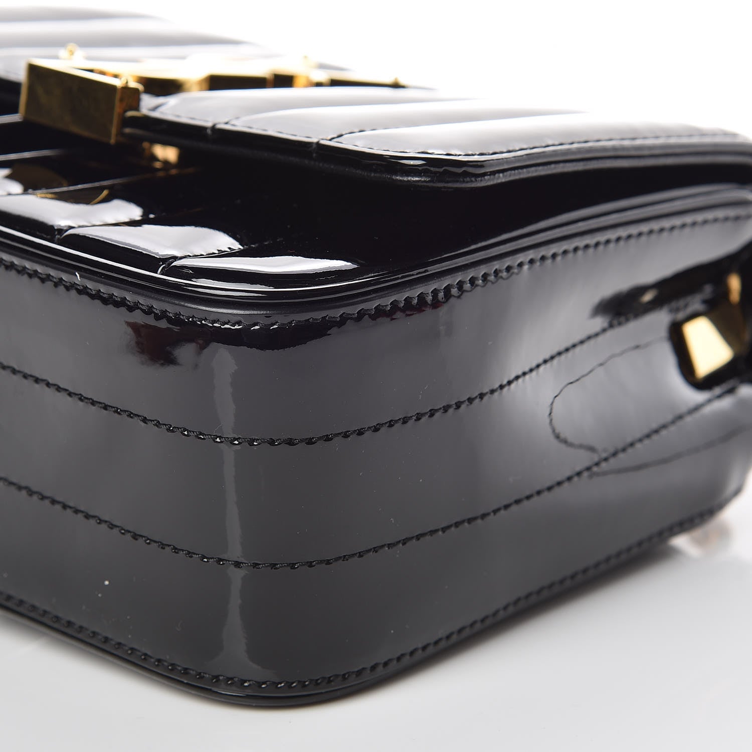 Saint Laurent Patent Calfskin Matelasse Monogram Small Vicky Chain Bag Black 10 of 10