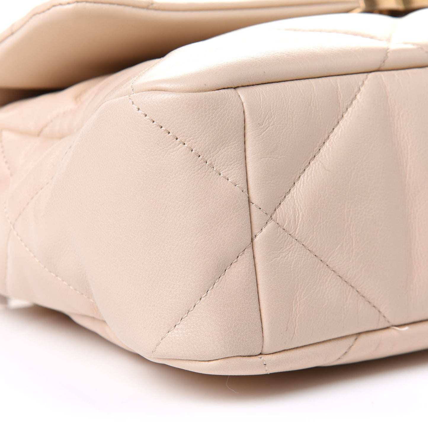 Goatskin Quilted Large Chanel 19 Flap Beige