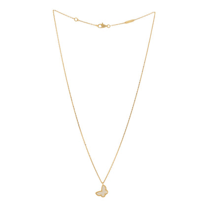 Van Cleef & Arpels 18K Yellow Gold Mother of Pearl Sweet Alhambra Butterfly Pendant Necklace 3 of 6