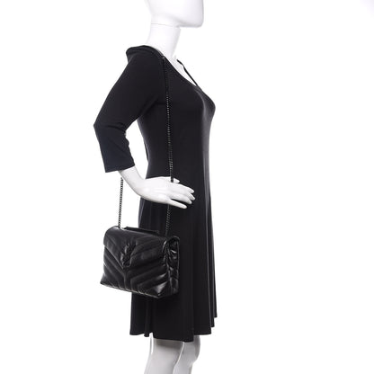 Saint Laurent Calfskin Y Quilted Monogram Small Loulou Chain Satchel Black 3 of 10