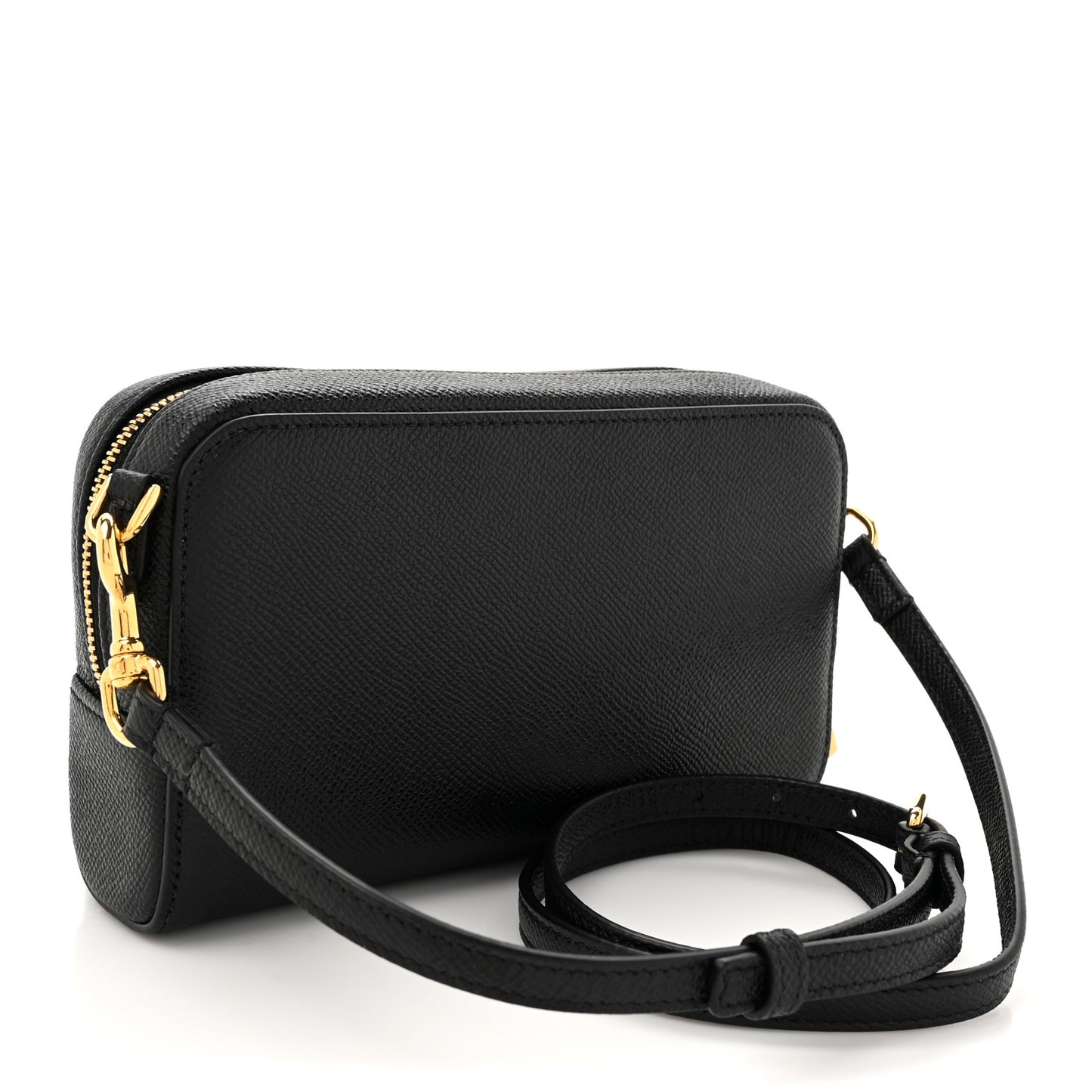 Grained Calfskin Caro Double Pouch Black