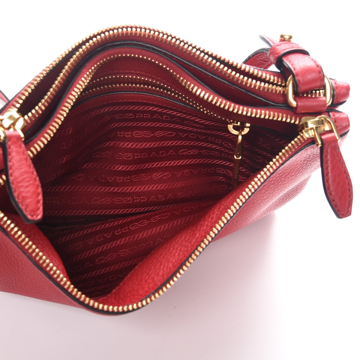 Vitello Phenix Double Zip Crossbody Bag Scarlatto
