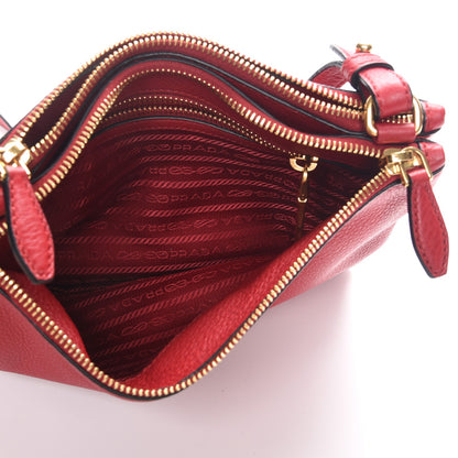 Prada Vitello Phenix Double Zip Crossbody Bag Scarlatto 9 of 10