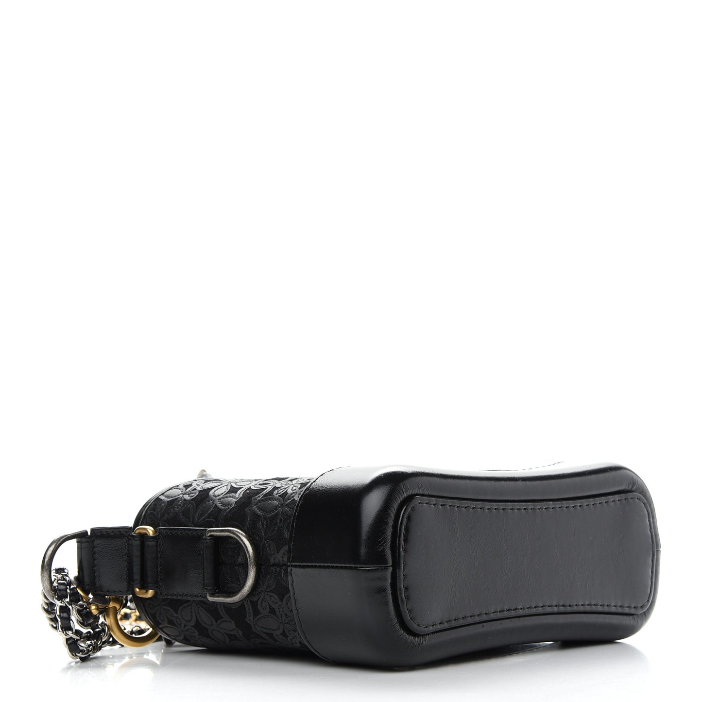 Calfskin Wool Felt Embossed Small Gabrielle Logo Hobo Black
