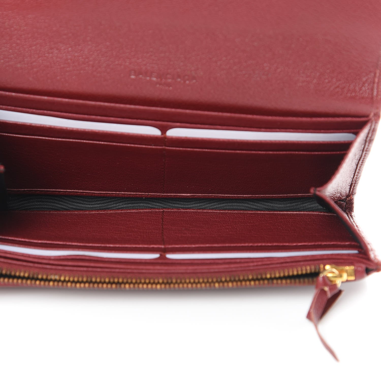 Balenciaga Chevre Gold Metallic Edge Hardware Money Wallet Bordeaux 5 of 8