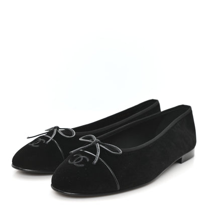 Chanel Suede Cap Toe CC Ballerina Flats 41 Black 4 of 9
