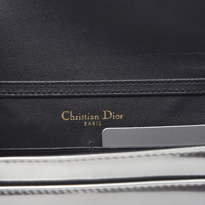 Christian Dior Metallic Patent Micro-Cannage Diorama Wallet on Chain Pouch Silver 8 of 9