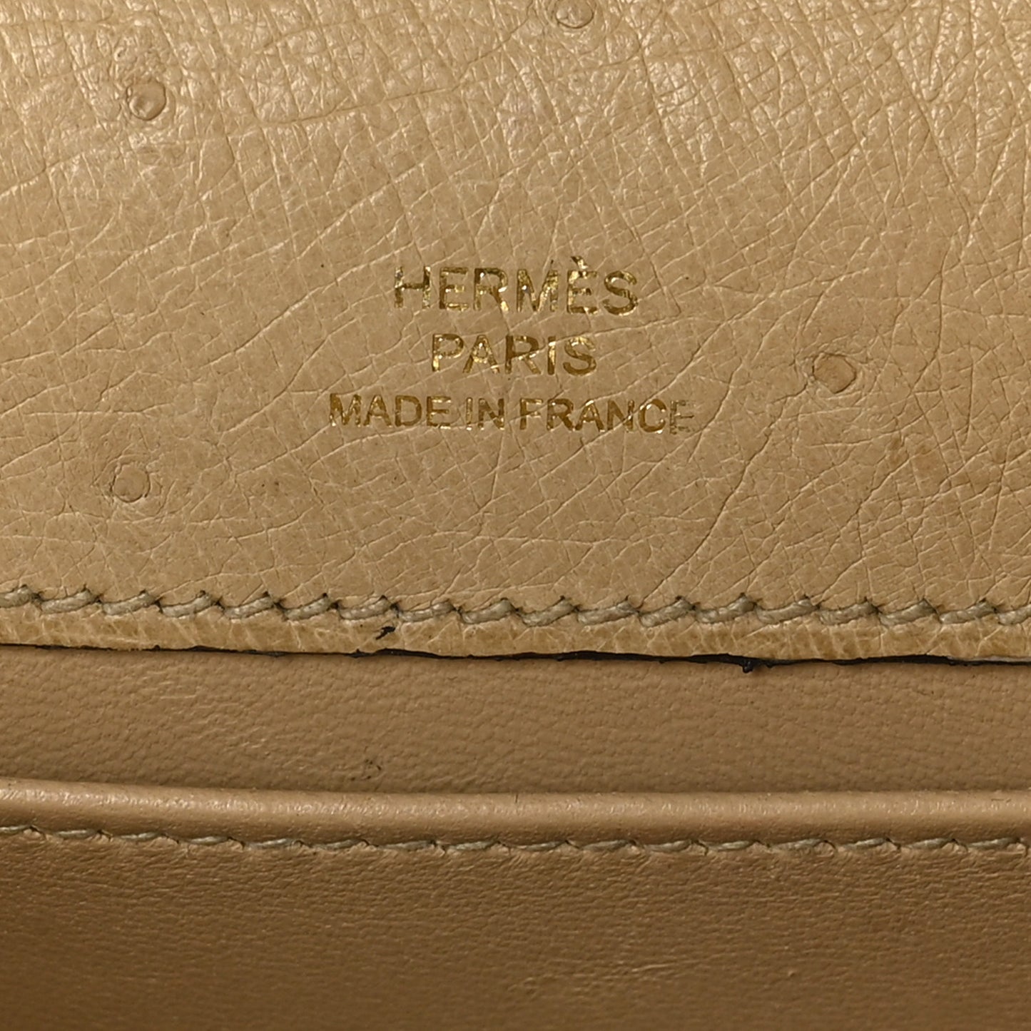 Ostrich Kelly Pochette Clutch Parchemin