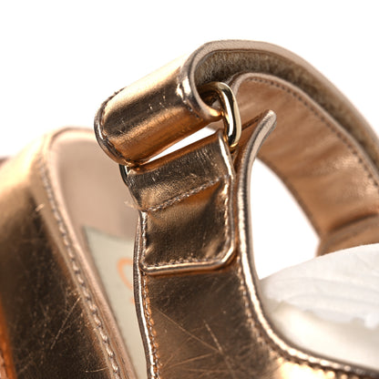 Chanel Metallic Laminated Calfskin Velcro Dad Sandals 36 Golden 11 of 12