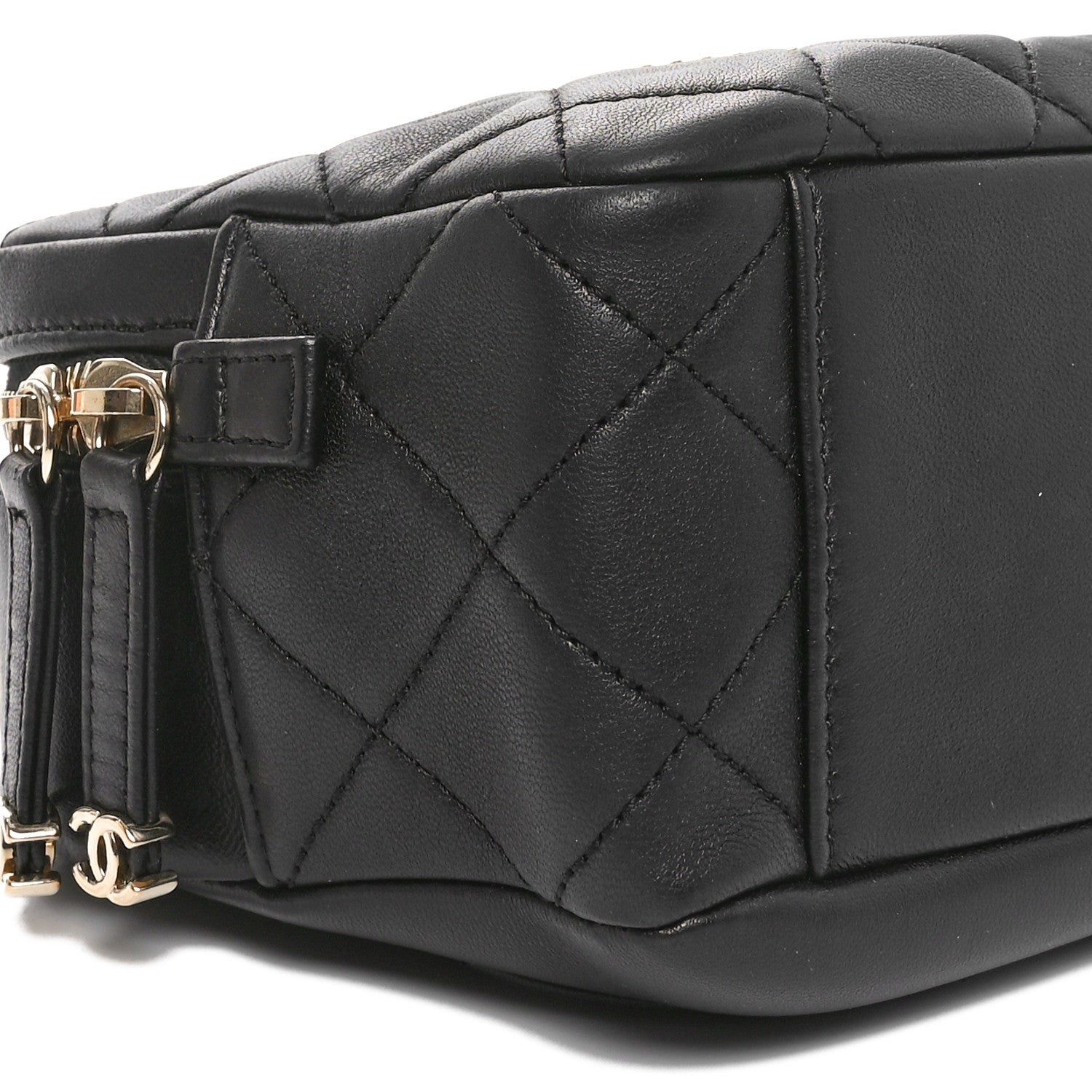 Chanel Lambskin Quilted Studded Quilted Vanity Case With Chain Black 9 of 10