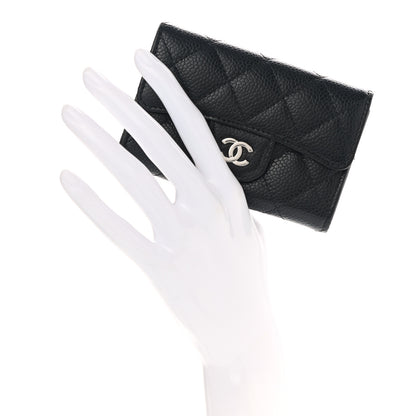 Chanel Caviar Quilted Flap Card Holder Wallet Black 2 of 9